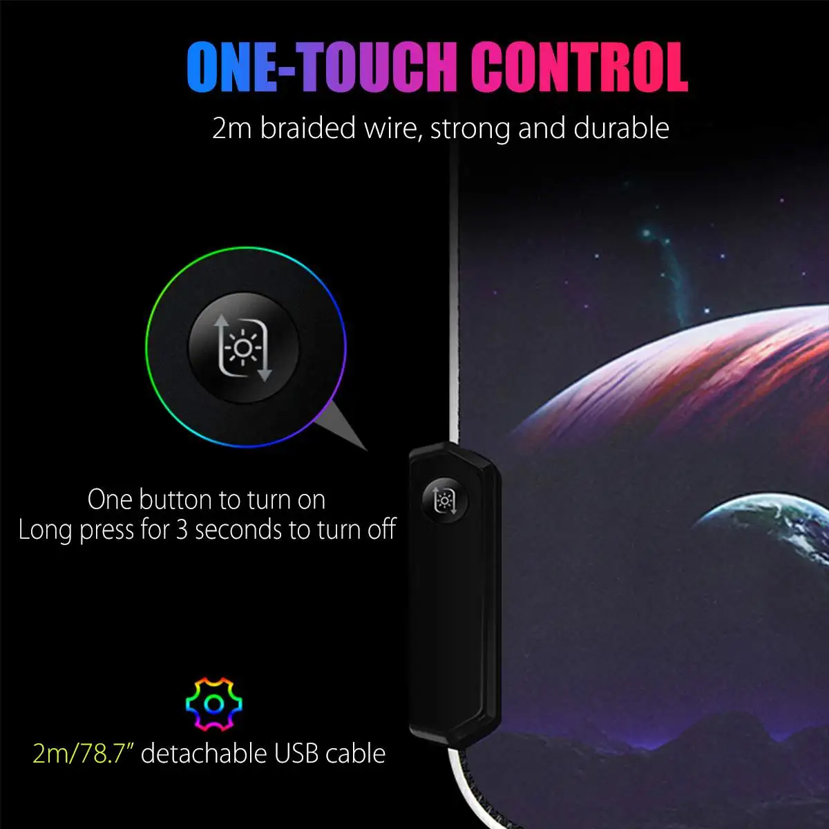 Игровой коврик для мыши RGB геймерский Большой светящийся светодиодный