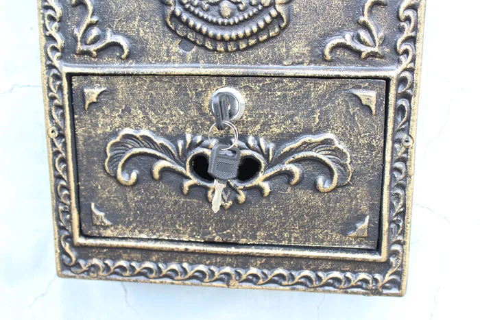Литой алюминиевый почтовый ящик Postbox бронзовая рельефная отделка декор металлический почтовый ящик для домашнего магазина квартиры сада стены запираемый
