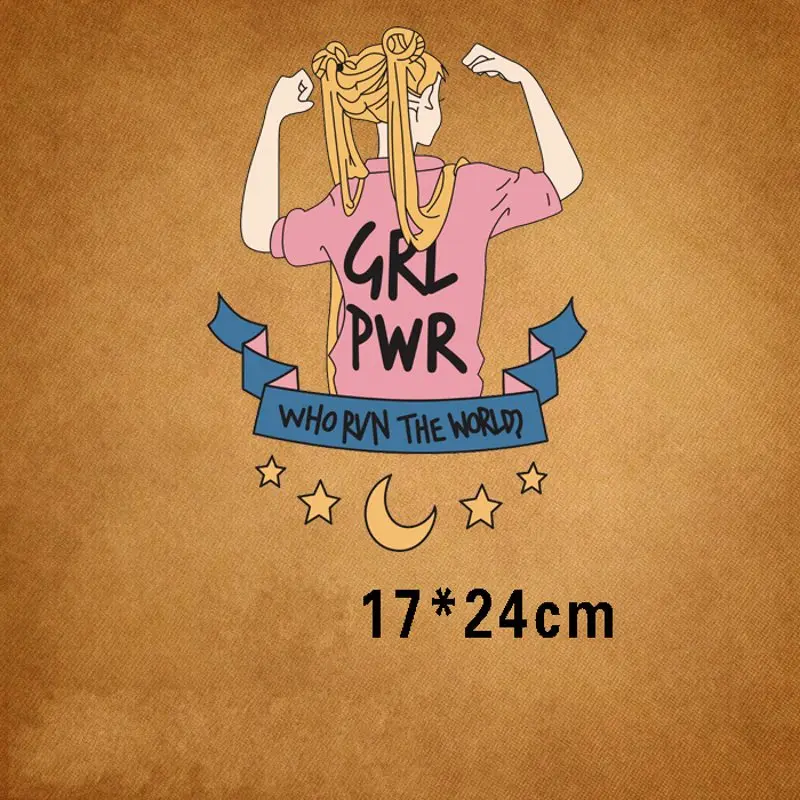 

24x17cm Fashion girl Iron on Patches For DIY Heat Transfer Clothes T-shirt Thermal transfer stickers Decoration Printing