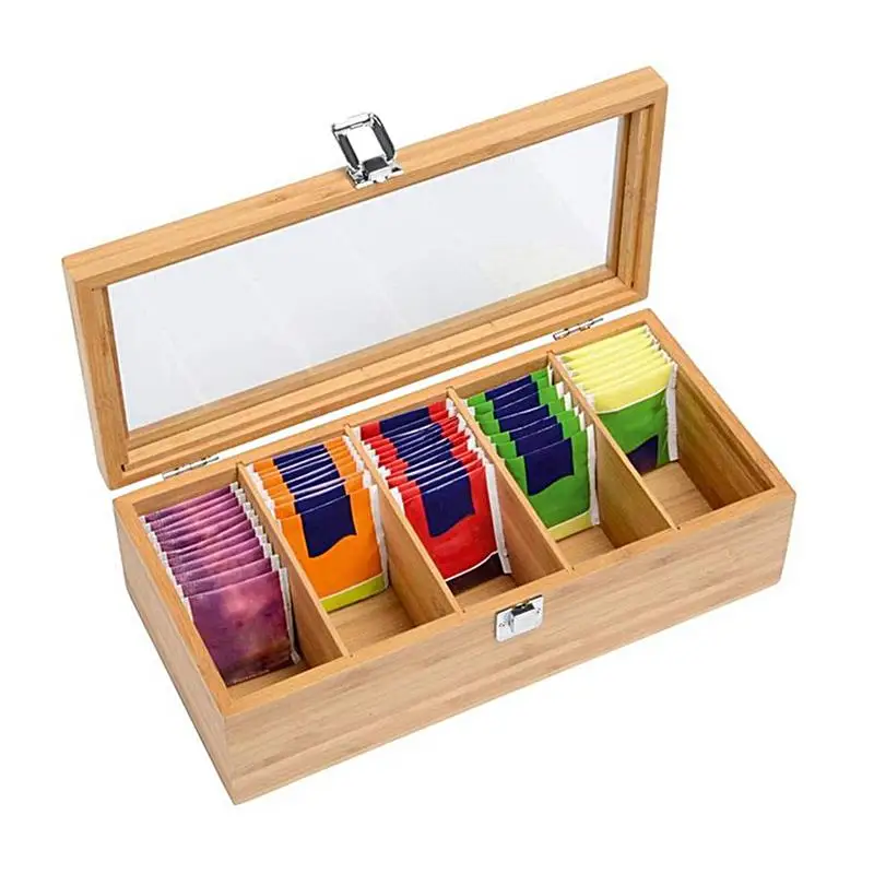 Многофункциональная бамбуковая чайная коробка в стиле ретро для хранения 5