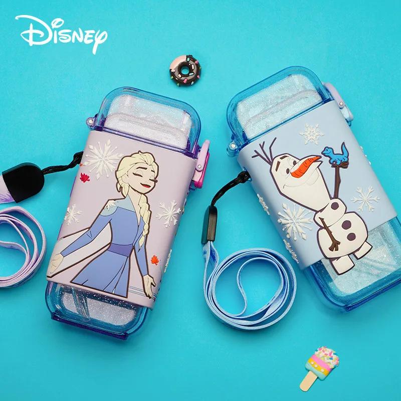Disney Princess Cute Water Bottle Frozen Elsa Cup with Straw Kids Mickey Mouse Minnie Water Bottle with Straw Christmas Gift