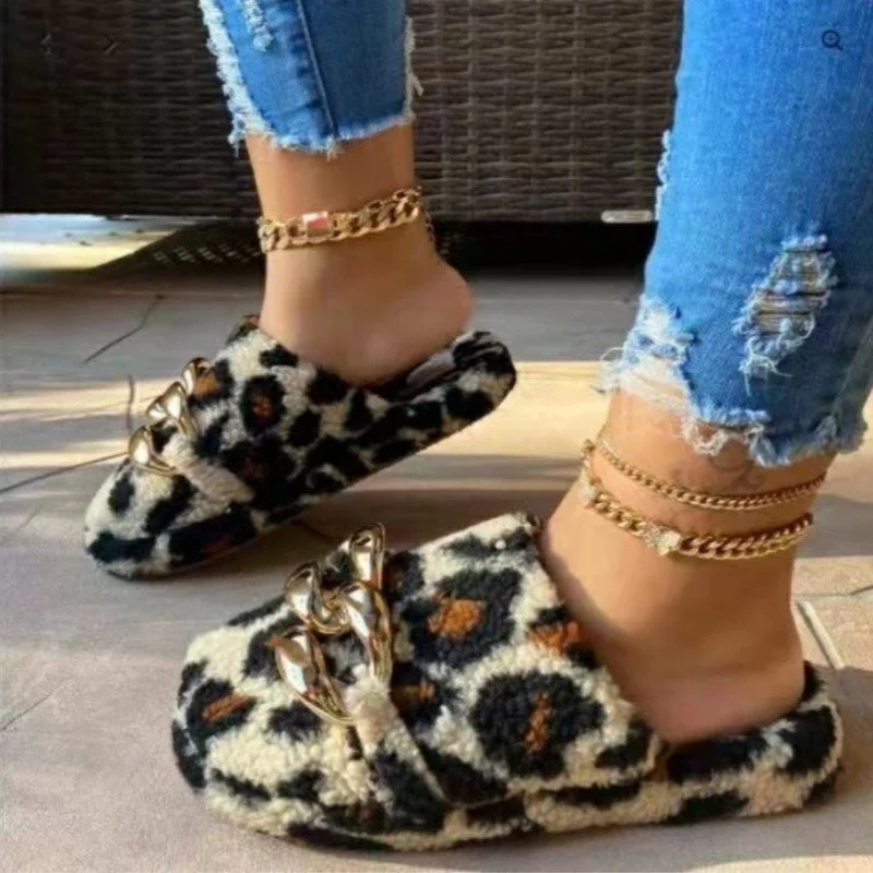 

Chaussure Femme Slippers Shoes Fashion Women's Sandals Casual Slippers Shoe for Women 2021 Leopard Black White Platform Sandals