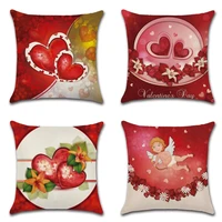 new love couple series valentines day heart printing pillow case home decoration linen sofa pillow cover car cushion cover