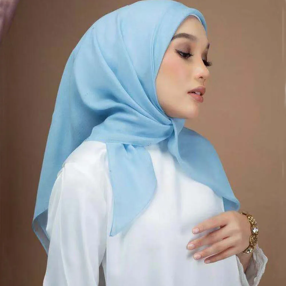 

Muslim Malaysia Hijab Scarf 110*110cm Square Cotton Voile Scarf Women Femme Musulman Soft Headscarf islamic Shawls and Wrap