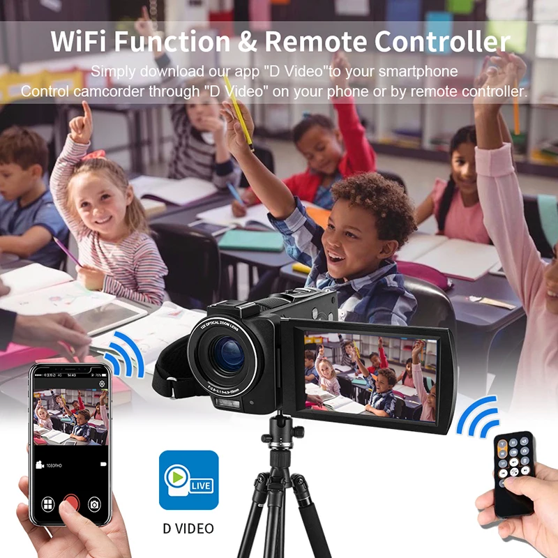 Видеокамера для блогера живая трансляция Ordro AX60 сенсорный экран 3 5 дюйма 12x