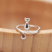 obear silver plated finger bell cat rings for women adjustable animal ring fashion pet wedding bride jewelry