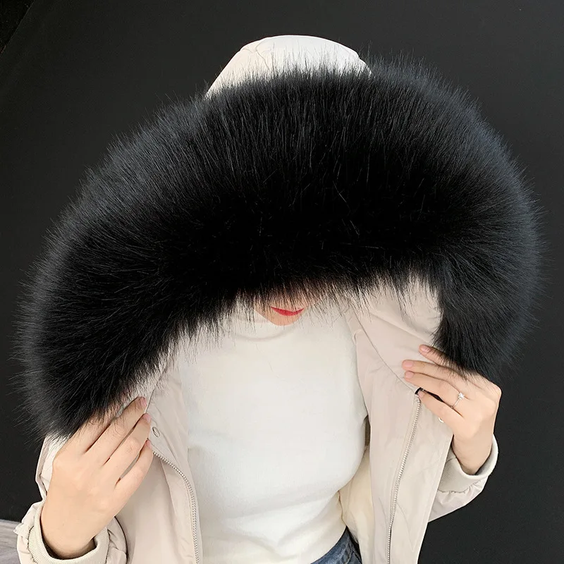 

1Pc Fashion Faux Fox Fur Collar Shawl Collar Winter Coat Hood Fur Decor Women's Coat Accessories luxury Warm Fake Fur Scarf