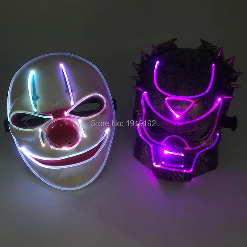 Cool Newest Party Mask with Remote Control LED Colorful Transform Plastic Optical Fiber For Glow Supplies | Дом и сад