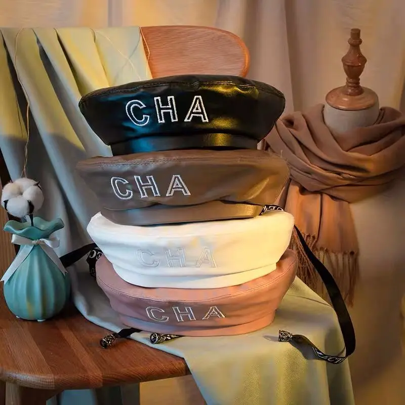 Женский берет из искусственной кожи USPOP Зимний с лентами и буквами 2019 | Аксессуары