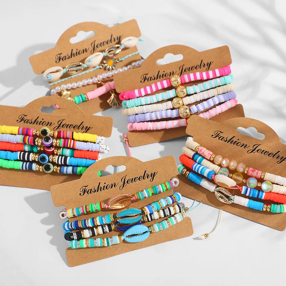 

Boho Multi Layer Tassel Daisy Pearl Evil Eye Polymer Clay Beads Bracelets for Women Fashion Shell Wrap Jewelry Girls Gifts