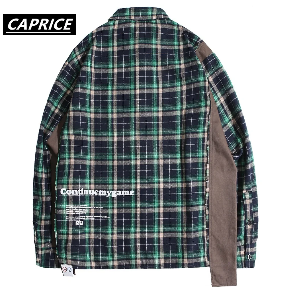 Цветные Лоскутные клетчатые рубашки с длинными рукавами для мужчин в стиле хип