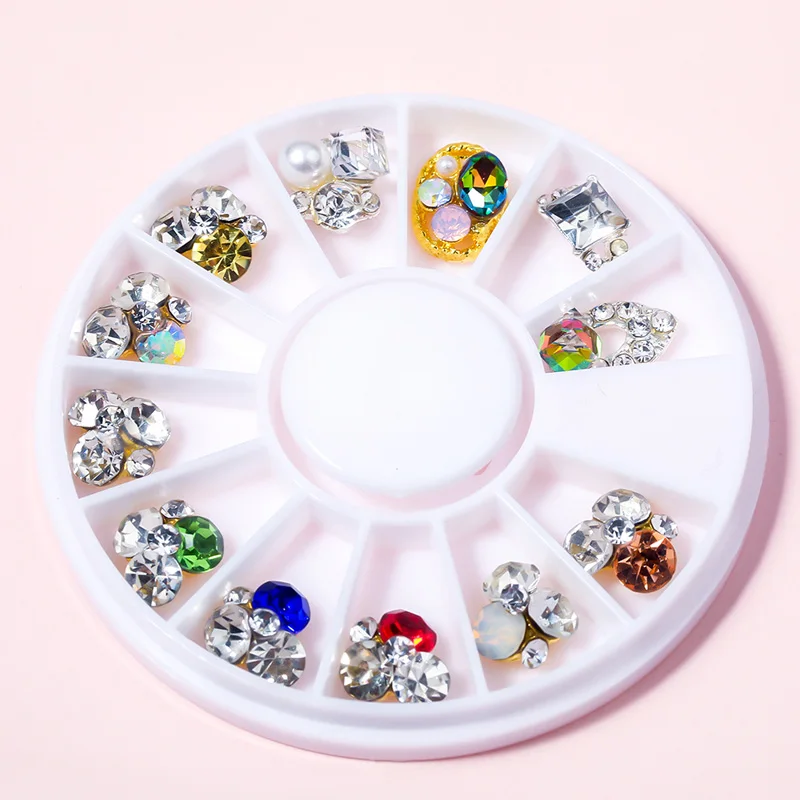 

12 Pcs/Box Luxury Jewelry Nail Rhinestones Mixed Color Zircon Super Flash Diamonds DIY Nail Art Gem 3D Designer Charm Pendant