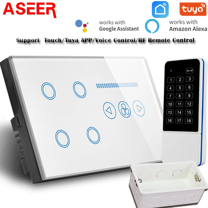 Смарт переключатель ASEER UK с 4 бандами WIFI потолочный вентилятор беспроводной пульт