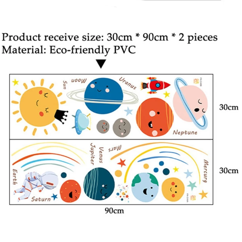 Мультяшная Настенная Наклейка на солнечную систему съемные наклейки с
