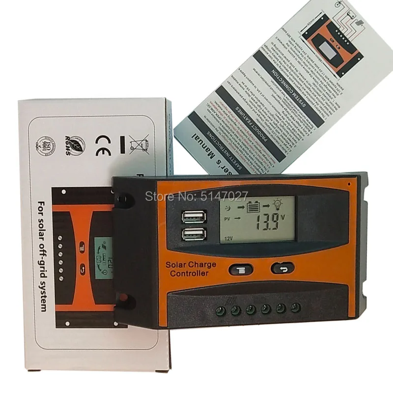 Недавно PWM 20A 30A 12V 24V блок управления установкой на солнечной батарее ЖК-дисплей