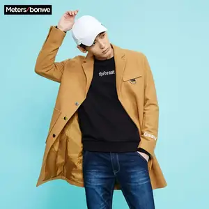 METERSBONWE зимнее мужское шерстяное пальто средней длины пальто тонкий корейский Костюм