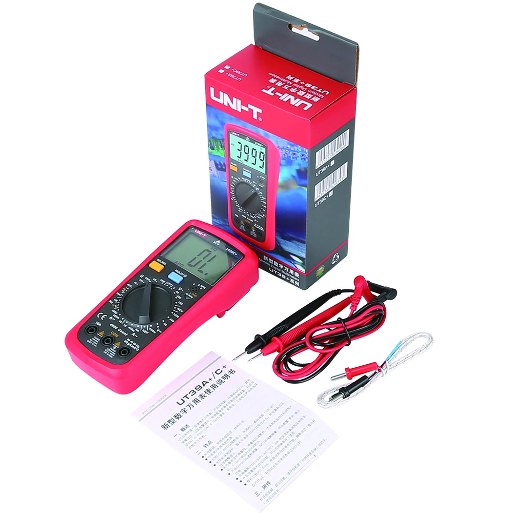 

UNI-T UT39C+ Digital Multimeter Manual Range NCV Handheld DC AC Current Resistance Capacitance Meter