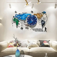 modern world map wall clock continental plates of the earth home bedroom decor wall stickers wall clock reloj pared wanduhr