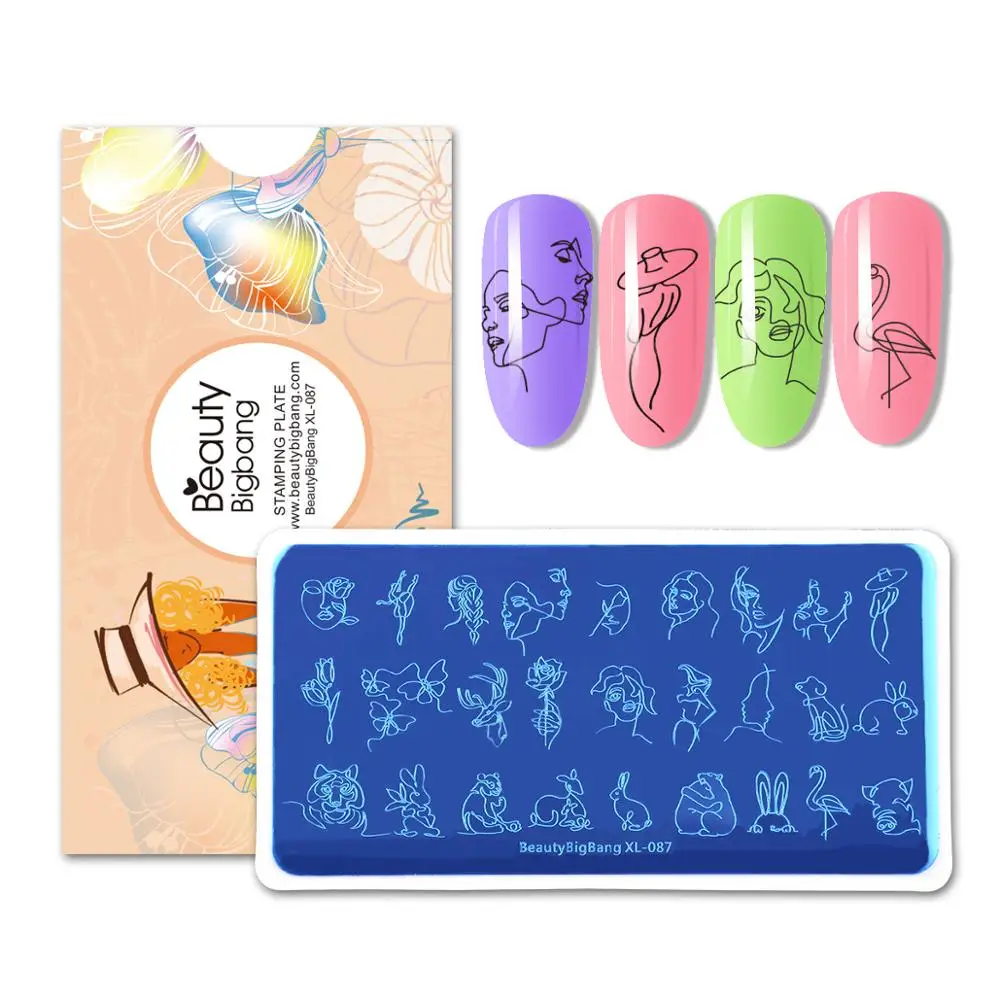 BEAUTYBIGBANG 6*12 см штампованные пластины для ногтей шаблон Цветочный животный узор