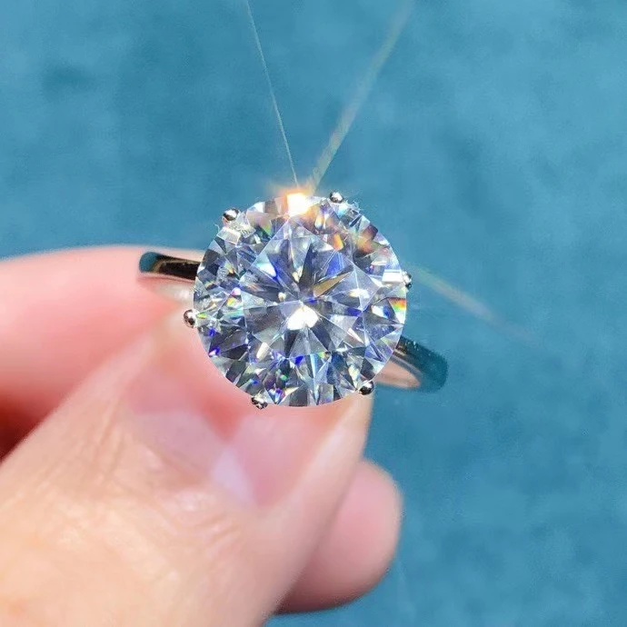 Женское кольцо из серебра 925 пробы с муассанитом 5 карат | Кольца