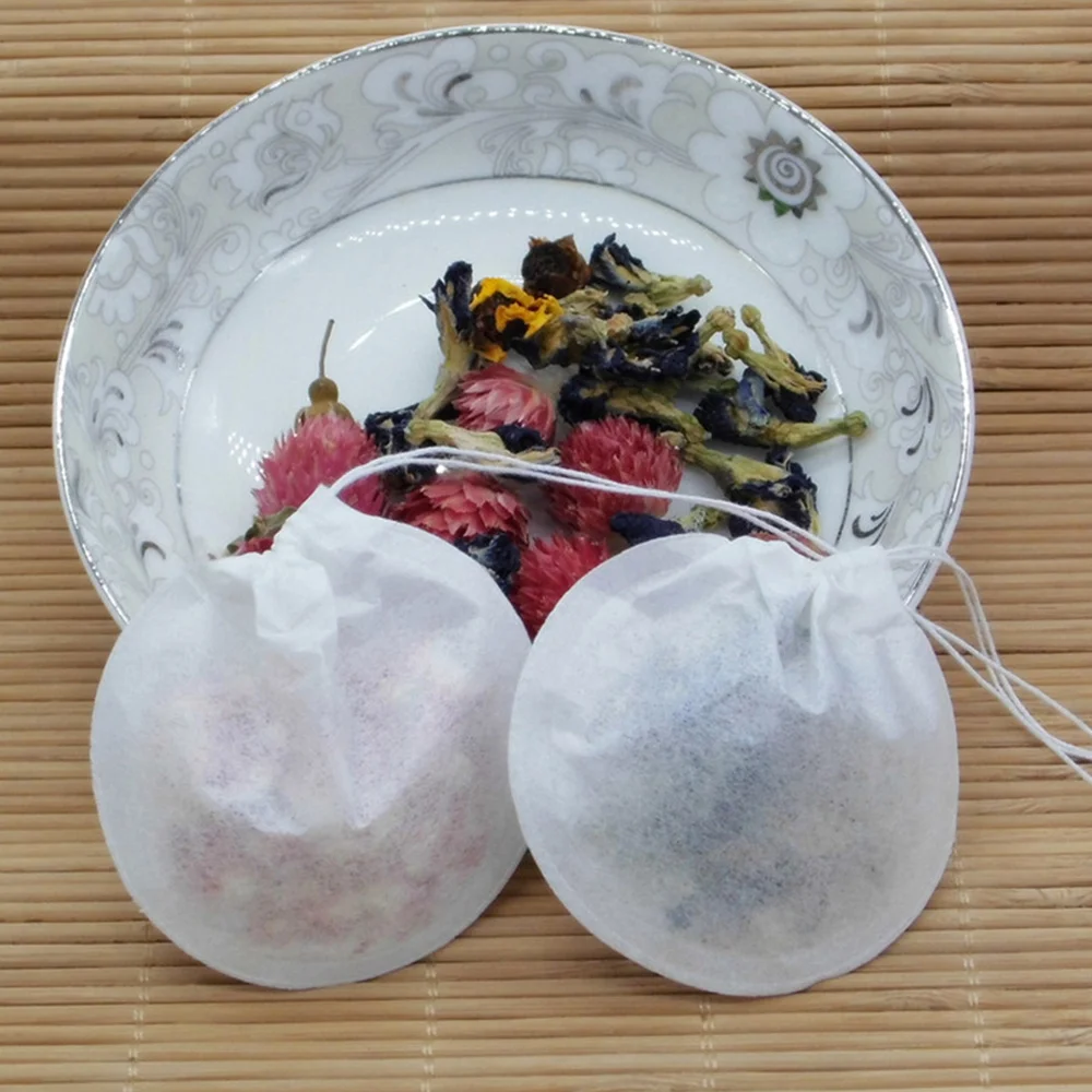 

100 Pcs Paper Tea Bags Drawstring Spices Bag Herbs Decocting Bags Tea Infuser