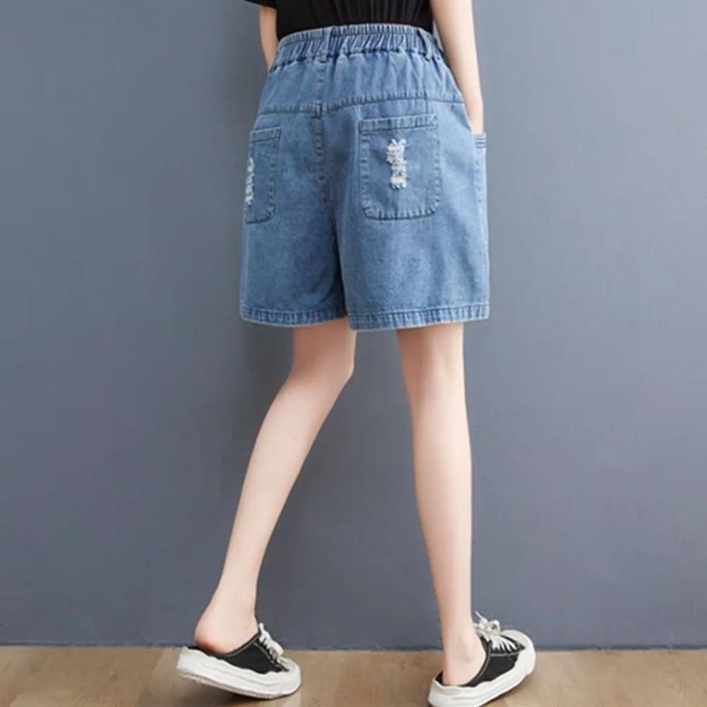 Fashion Denim Shorts Women High Waist Summer Pants Loose Wide Leg Jeans | Женская одежда