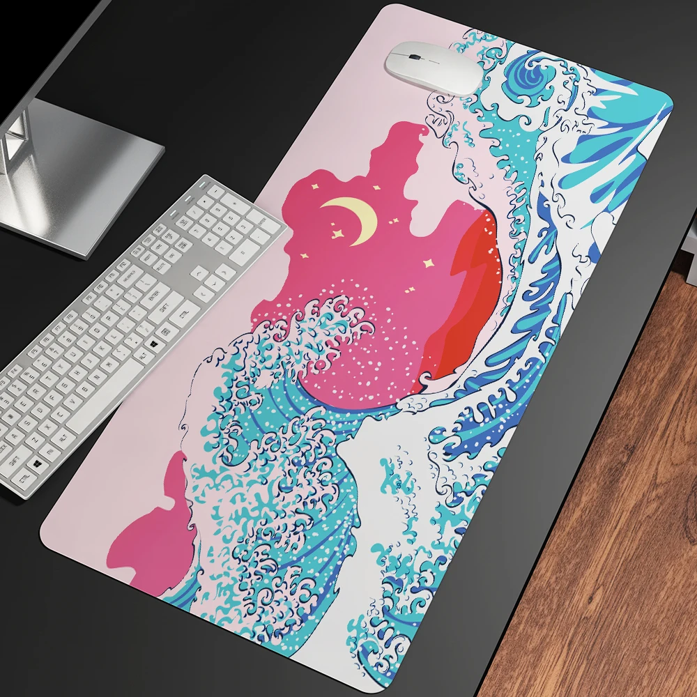 great wave off art large size mouse pad natural rubber pc computer gaming mousepad desk mat locking edge for cs go lol free global shipping