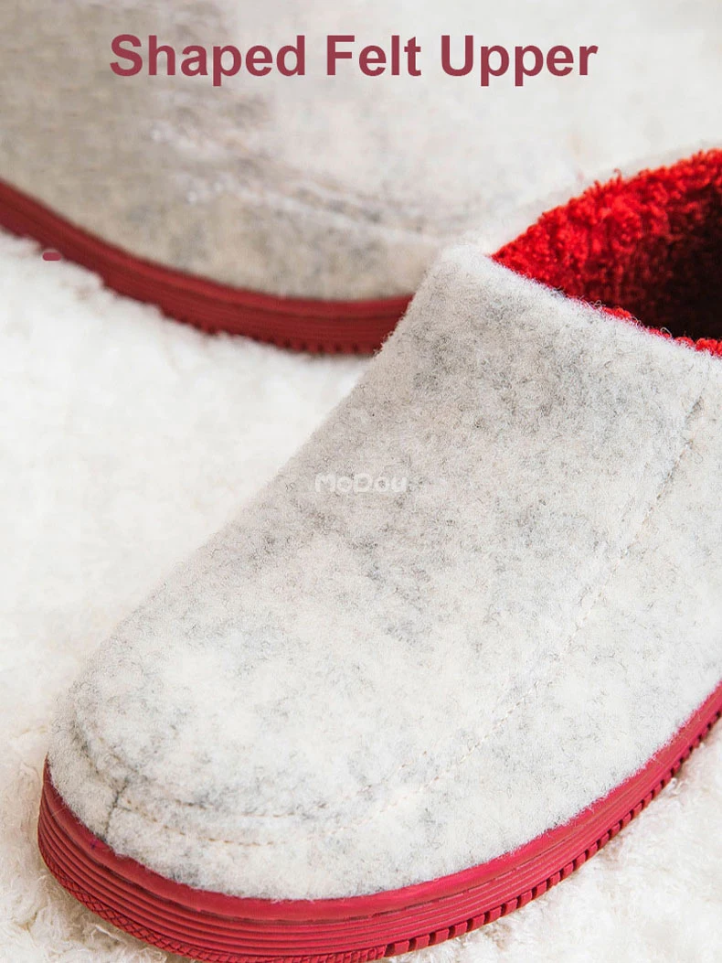 Мужские и женские фетровые туфли Mo Dou теплые домашние тапочки на толстой