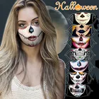 Маска для половины лица для вечерние, многоразовая маска унисекс из ткани для рта, модная маска, моющаяся маска с черепом, улыбающейся 3D печатью, маска для рта на Хэллоуин