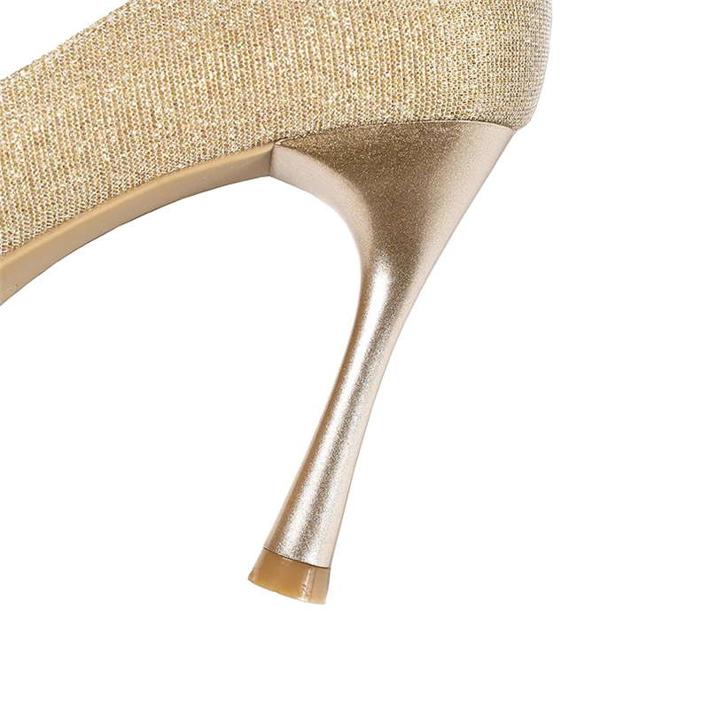 Женские туфли на шпильке золотистые/Серебристые лодочки с блестящими стразами и