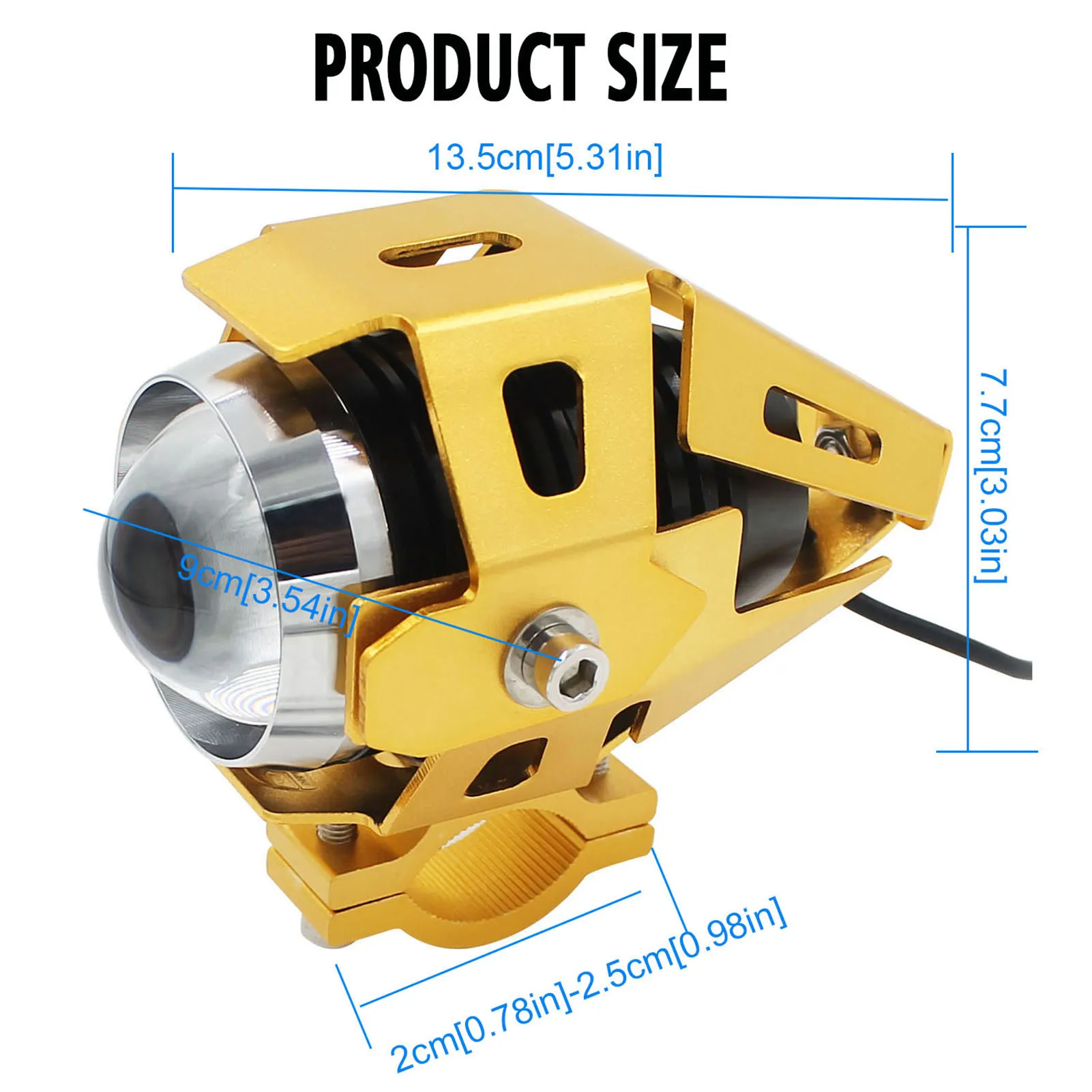 

6000k-6500k DC 12V-80V 125W U5 LED Motorcycle Headlight Super Bright 3-Mode Adjusted Motor Accessories Aluminum Alloy