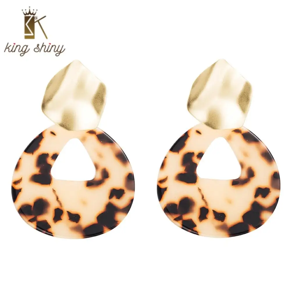 

Za Brand Acrylic Leopard Print Geometric Statemen Dangle Earrings Vintage Irregular Geometric Acecate Woman Party Drop Earrings