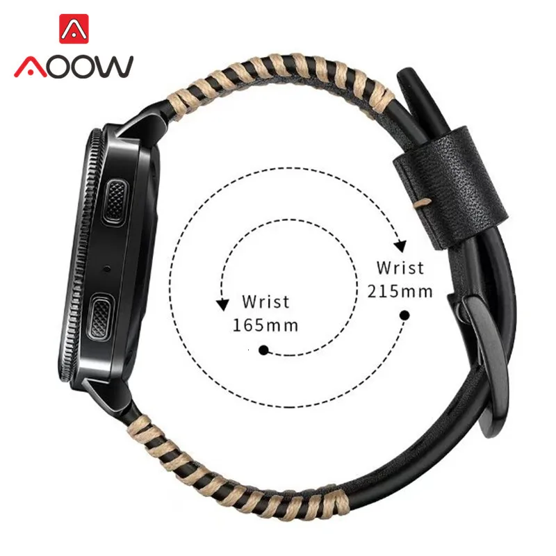 20 мм ремешок для часов из натуральной кожи для samsung gear Sport S2 S4 ручная работа шитье быстросъемный сменный Браслет ремешок для часов
