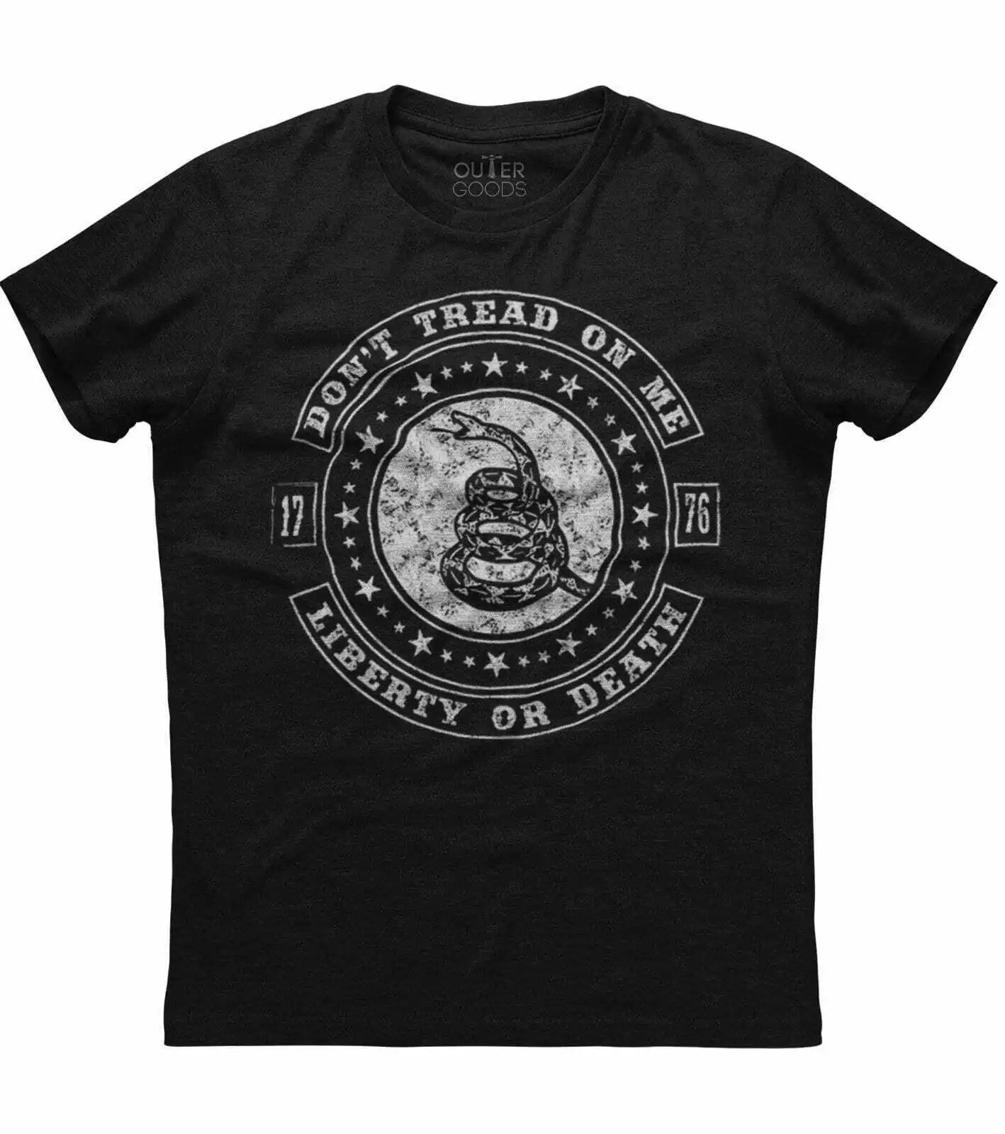 

Don't Tread on Me, Liberty or Death. Gadsden Flag Rattlesnake Patriotic T-Shirt. Summer Cotton O-Neck Short Sleeve Mens T Shirt