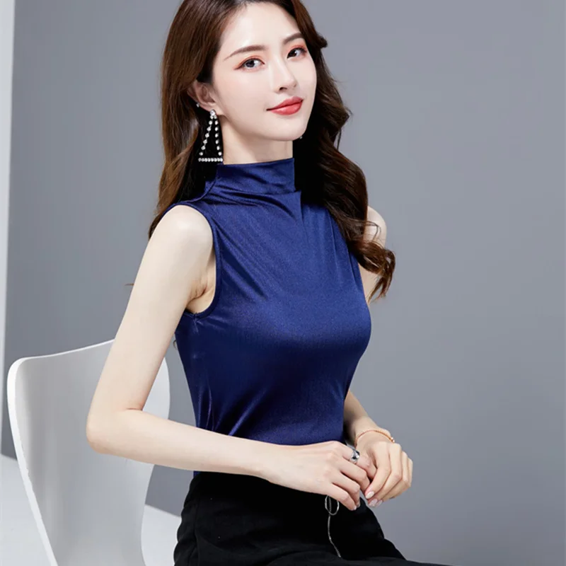 

Korean Casual T-Shirt Women Harajuku Summer Turtleneck T-shirts Women Vintage Tshirts Slim White Women Shirt