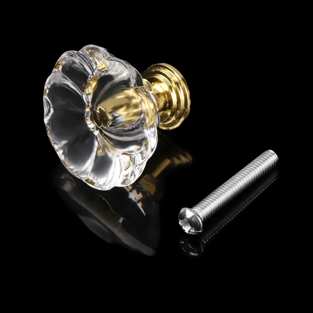 4 шт. модные ручки в форме лотоса Хрустальные стеклянные шкаф дверные для шкафа