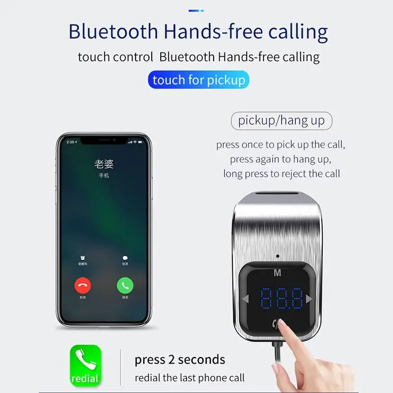 2 цвета Bluetooth Handfree Автомобильный FM трансмиттер светодиодный двойной USB