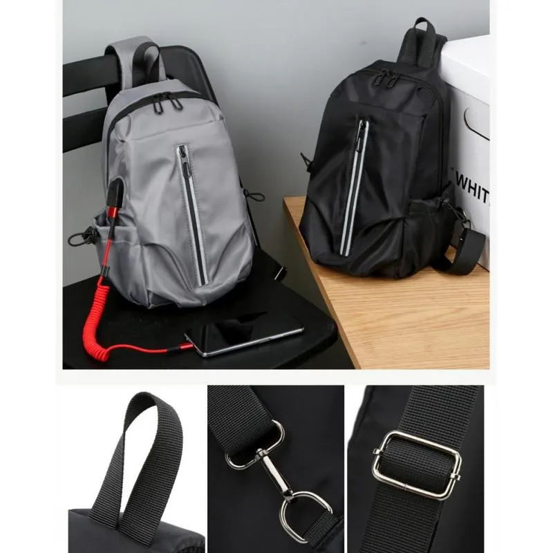 

2021 Fashion New Men Chest Bag USB Mens Crossbody Bag Multifunction Anti-theft Chest Pack Male Waterproof Sling Messenger Bags