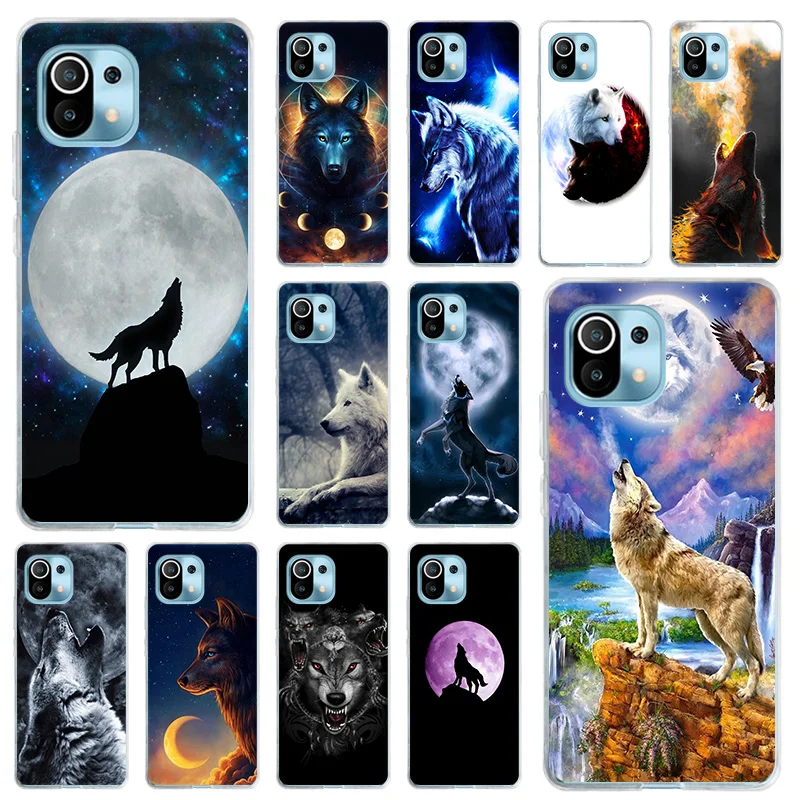 

Silicone Clear Soft TPU Phone Case for Xiaomi Mi 11 10 Lite 10T 9 9SE CC9 Pro Note10 POCO X3 NFC X2 F3 M3 F1 Ice Moon Wolf Cover