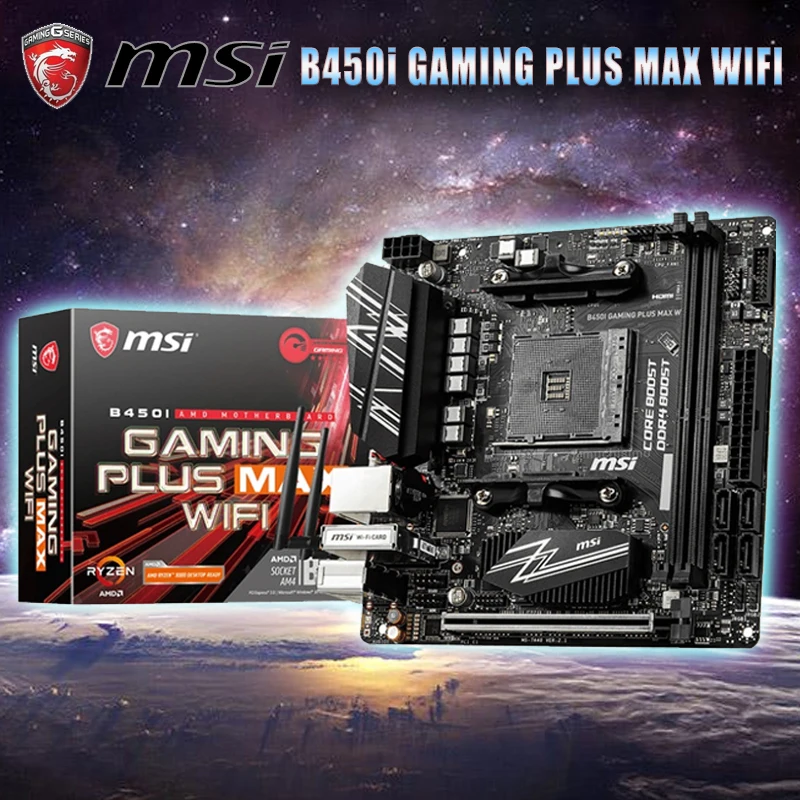 Kaufen Buchse AM4 MSI B450I GAMING PLUS MAX WIFI Motherboard AMD B450 DDR4 64GB PCI-E 3,0 M.2 Desktop AMD B450 Placa-Mãe AM4 Mini-ITX