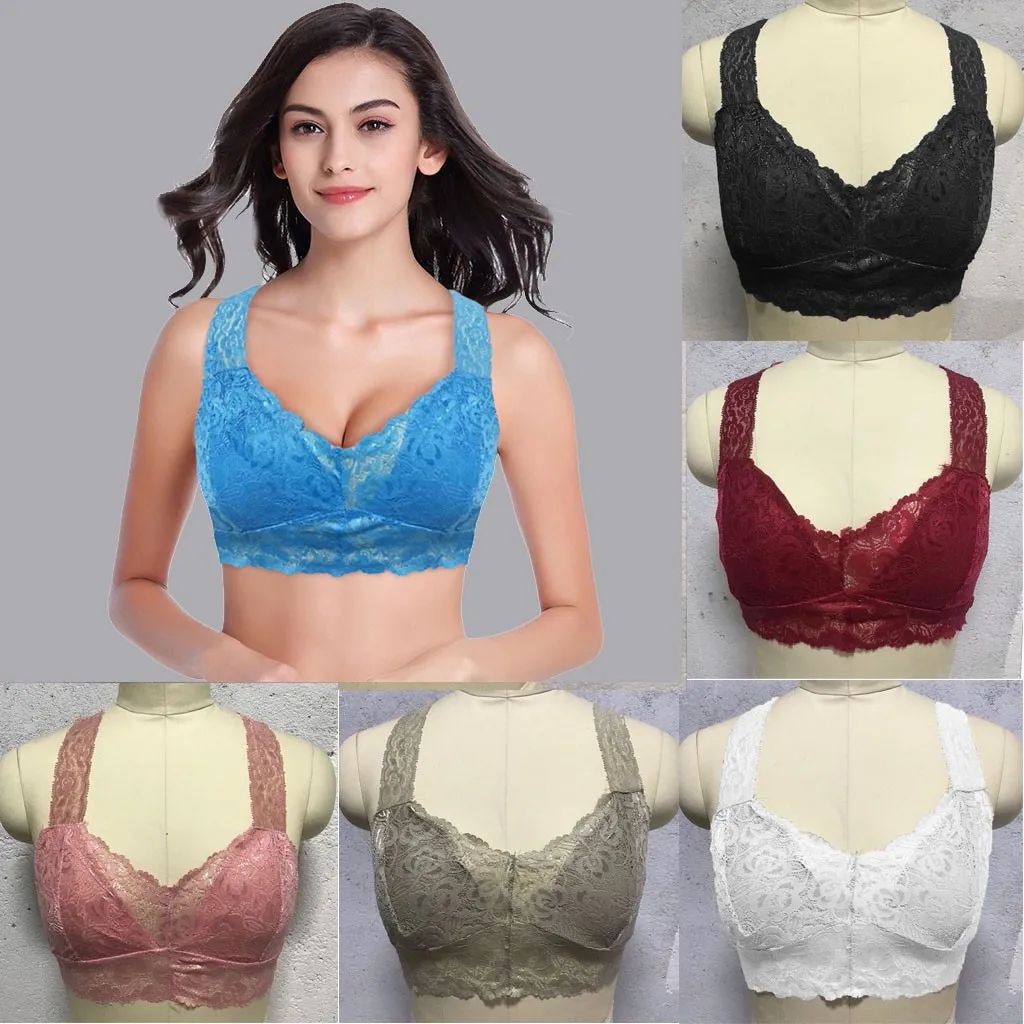 

Hot-bras Underwear Lingerie Bras 2021 New Women Plus Size Vest Crop Wire Free Bra Lingerie Sexy V-neck Underwear S-3xl
