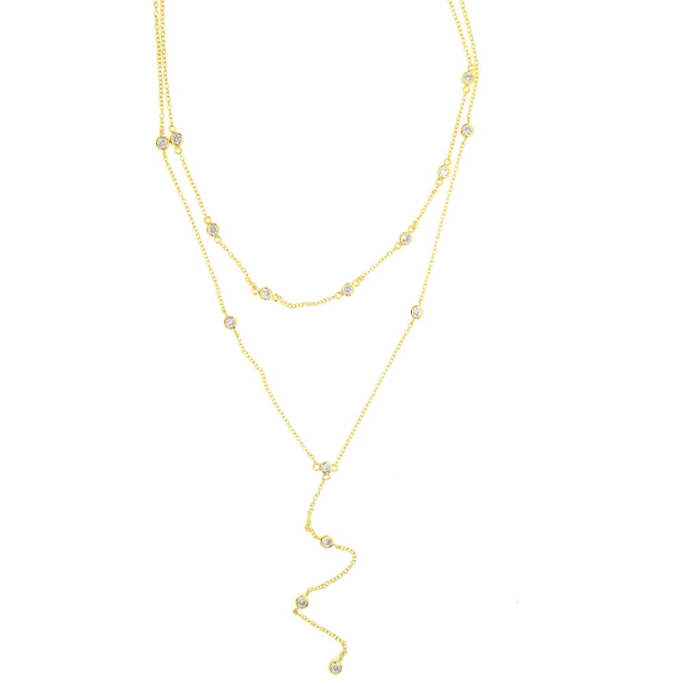 Женское Двухслойное ожерелье модная Очаровательная цепочка из 100% серебра с