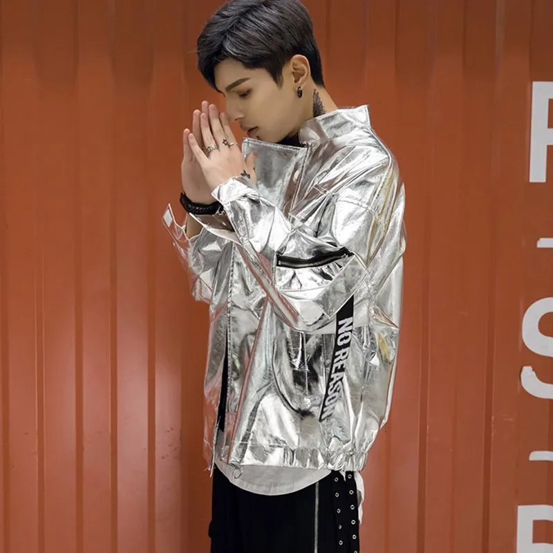 Мужская куртка из искусственной кожи в стиле Харадзюку повседневный свободный