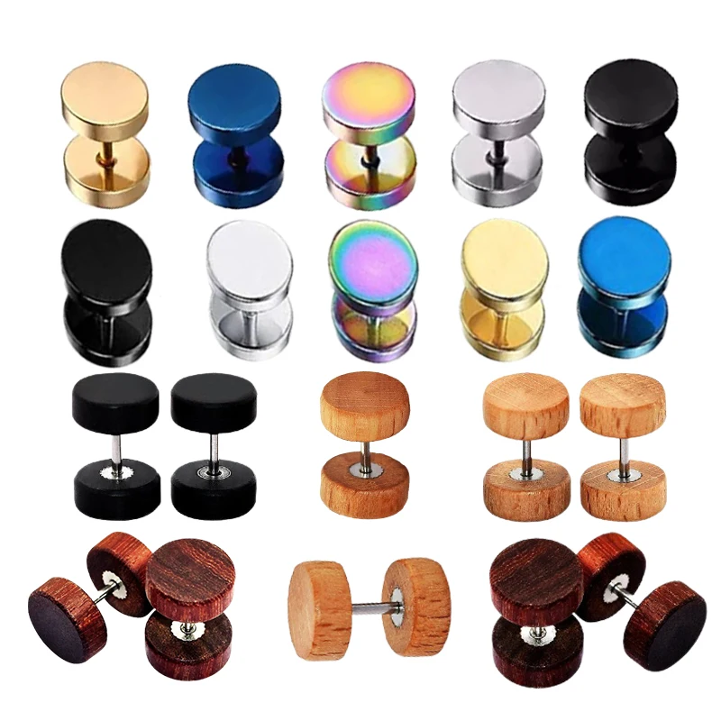 Серьги-гвоздики из нержавеющей стали в стиле панк и готика 6/8/10/12 мм 2 шт. |