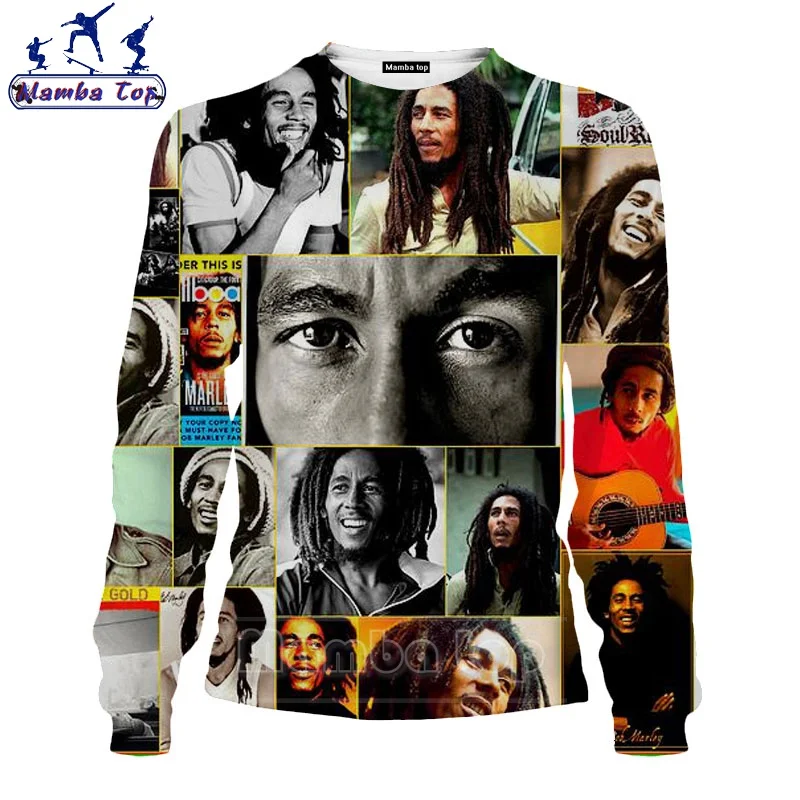 Толстовка Mamba top Bob Marley 3D принт рок-певец забавная черная одежда мужская рубашка