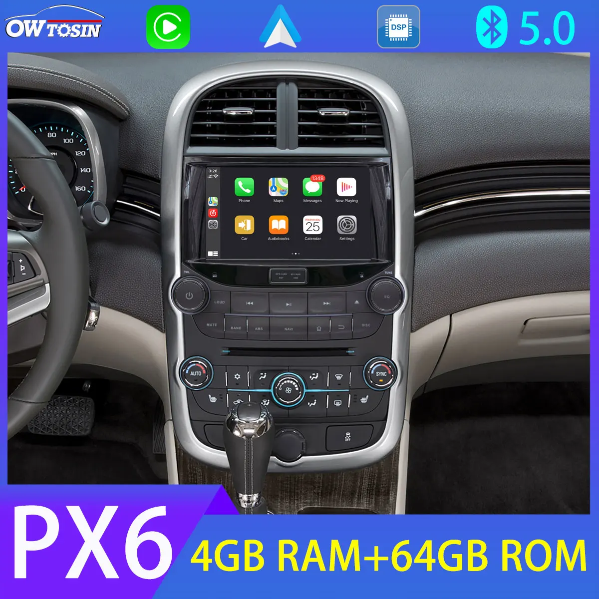 8 &quotIPS 1280*720P PX6 4 + 64G Автомобильный DVD мультимедийный плеер для Chevrolet Malibu 2012 2016 авто