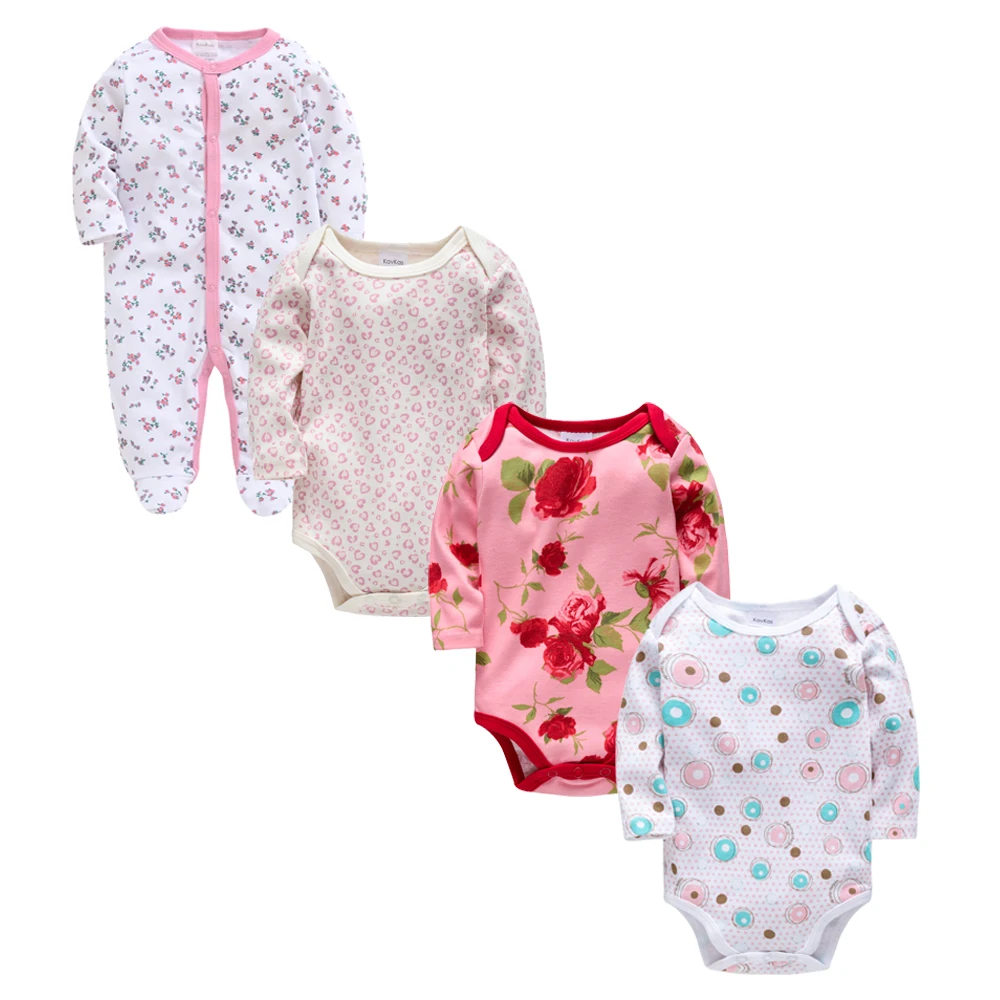 Комплект одежды из 4 предметов для маленьких девочек roupas de bebe Одежда хлопка с