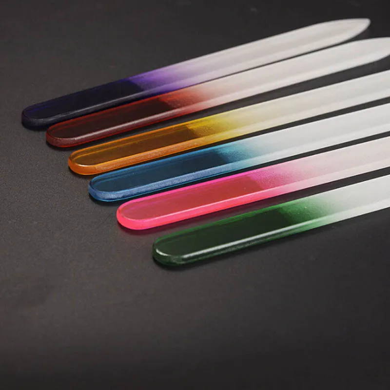 

Colorful 2Pcs/set Durable Crystal Glass Nail File Practical Pro File Manicure Device Tool Nail Files Polish Tools 14cm