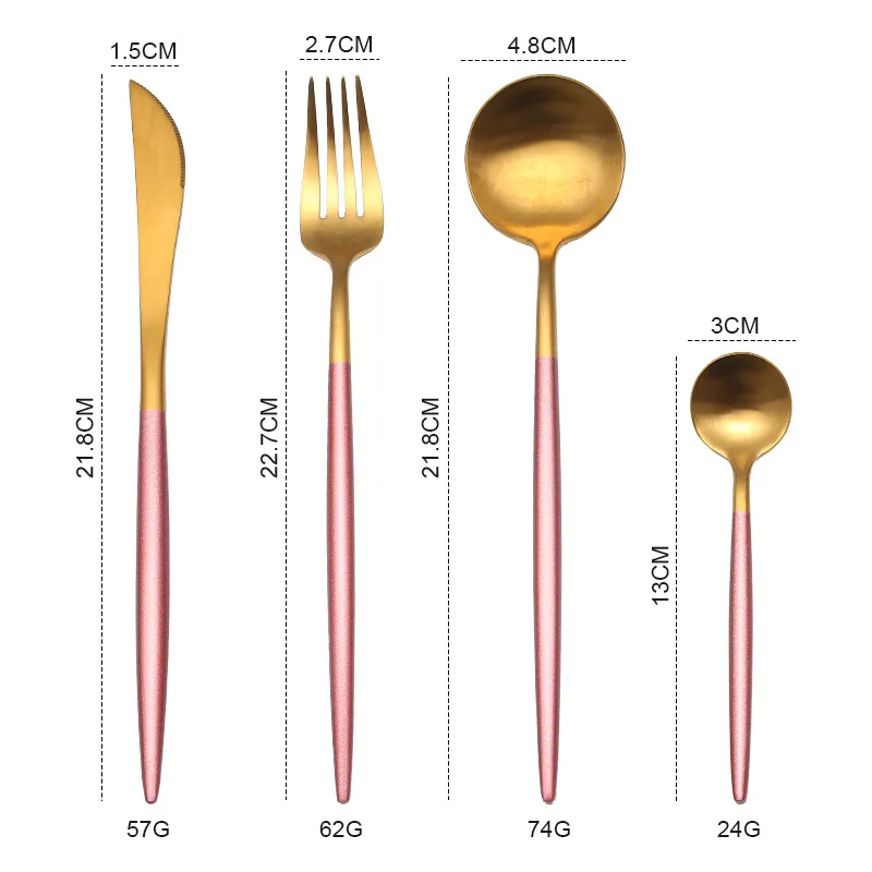 pink gold Набор столовых приборов 304, столовые приборы из нержавеющей стали, столовое серебро в западном стиле, золотой столовый набор из вилок, ложка, набор ножей, Прямая поставка - Цвет: pink gold