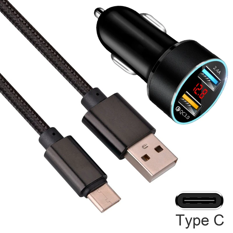 USB кабель Type C для телефона зарядки Huawei P20 P30 P40 Pro Mate 20 30 Redmi Note 8 9 QC 3 0 автомобильный